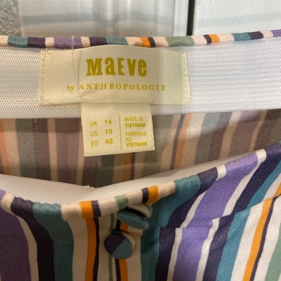 Anthropologie | Maeve Striped Button Freya Midi Skirt - Picture 7 of 10